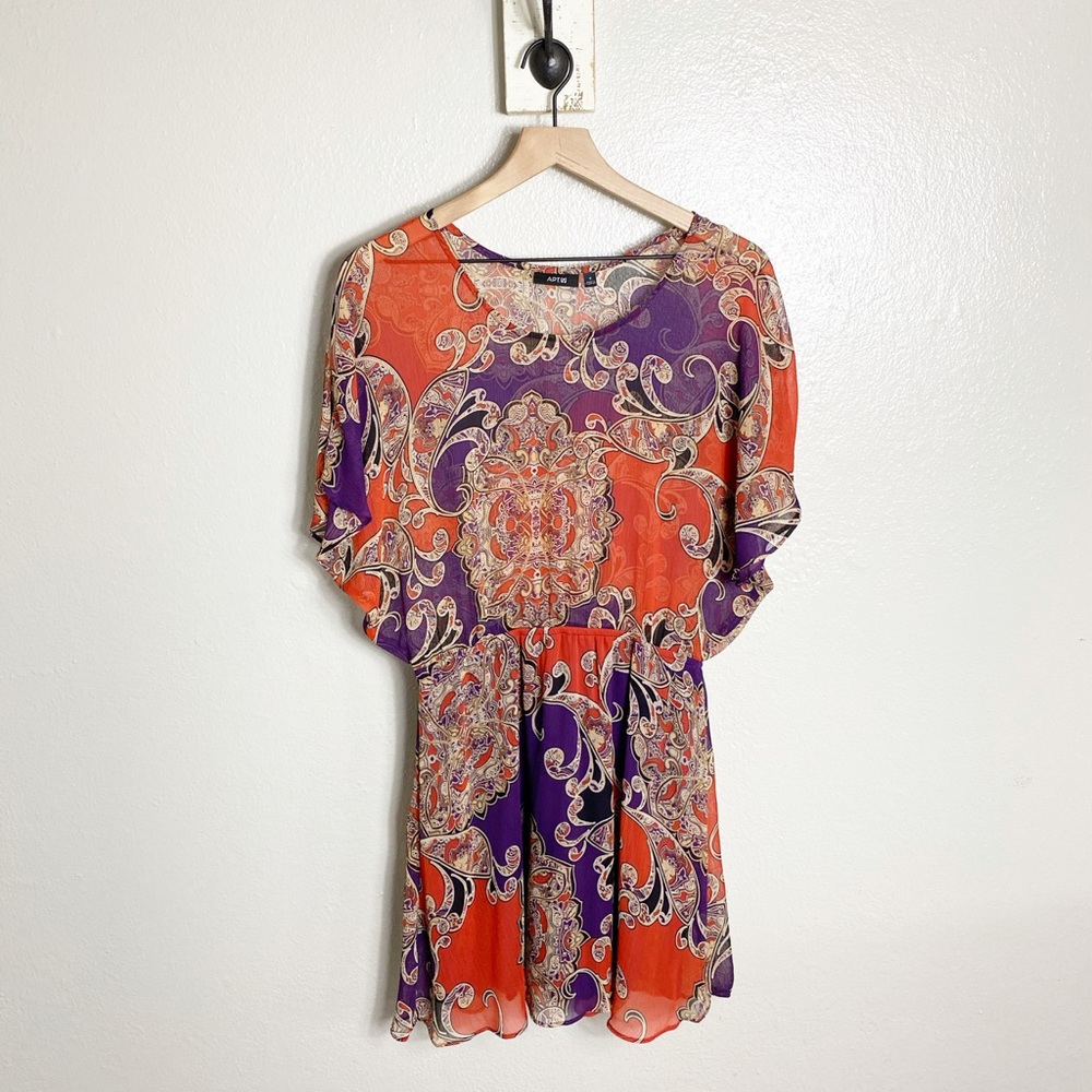 APT. 9 • Purple Orange Boho Aztec Printed Dress